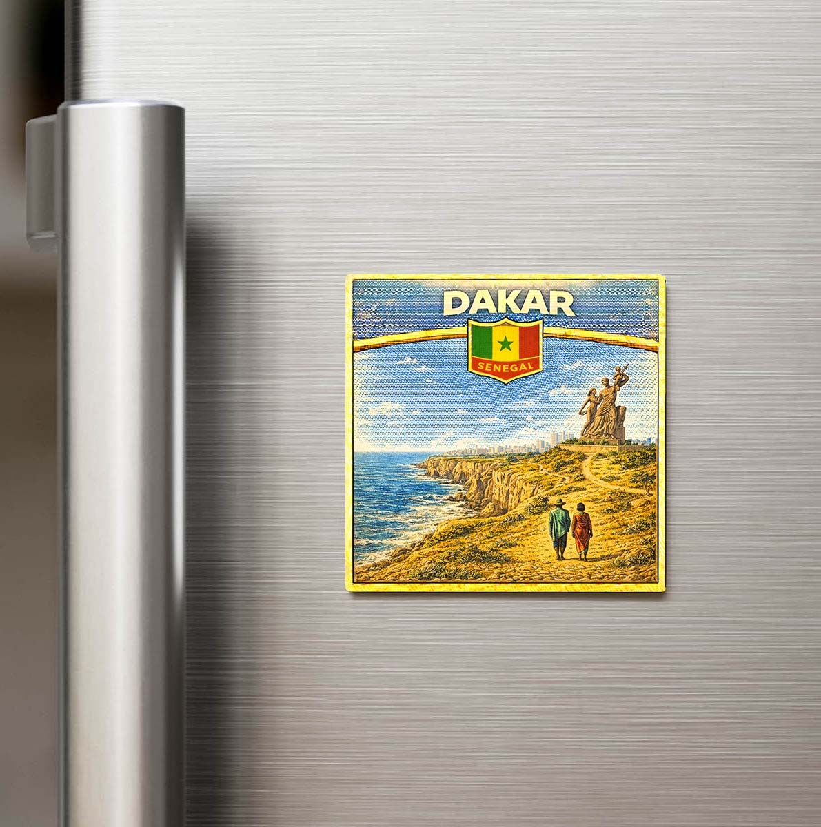 Retro Senegal Dakar Şehri Temalı Vintage Buzdolap Magneti