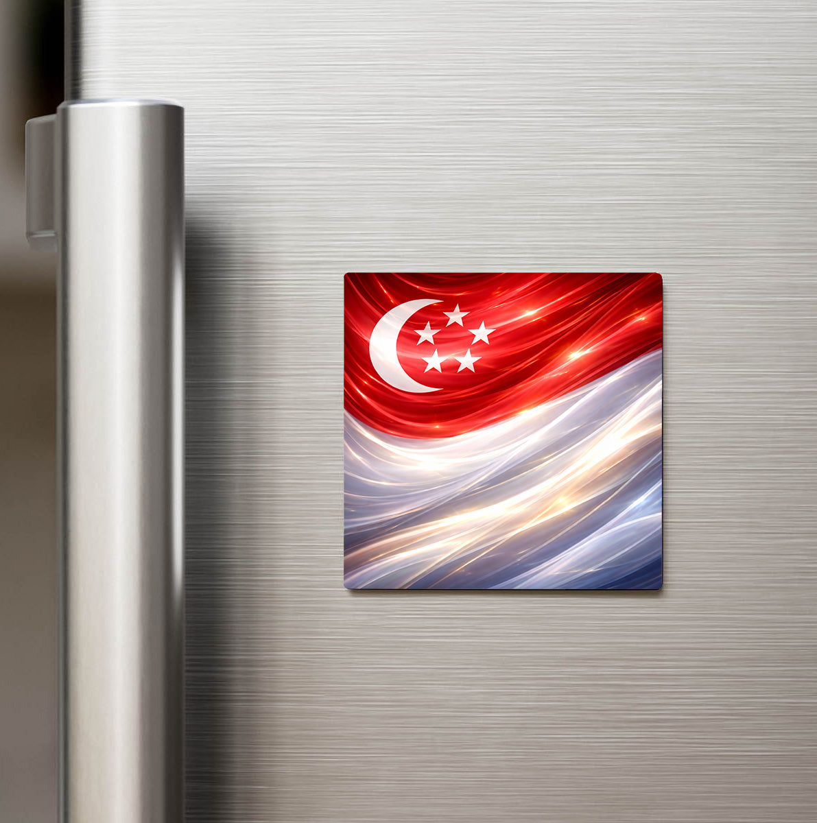 Singapur – Singapore – Abstract Ülke Bayraklı Buzdolap Magneti