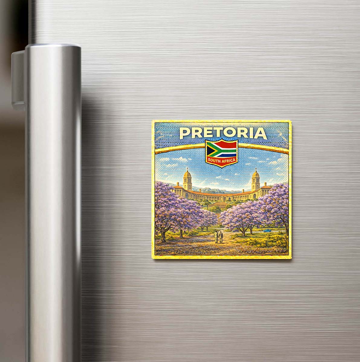 Retro Güney Afrika Pretoria Şehri Temalı Vintage Buzdolap Magneti