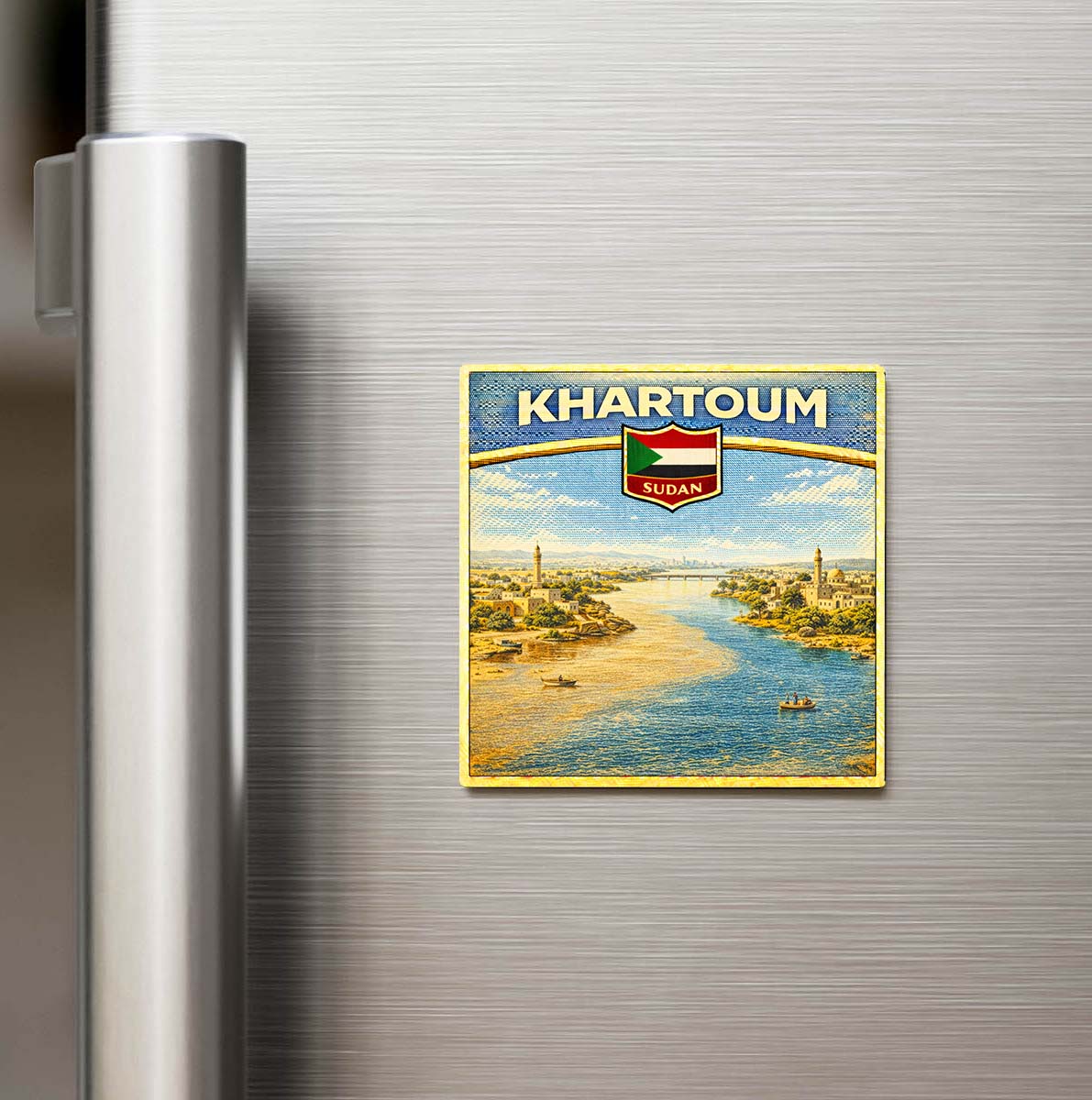Retro Sudan Hartum Şehri Temalı Vintage Buzdolap Magneti