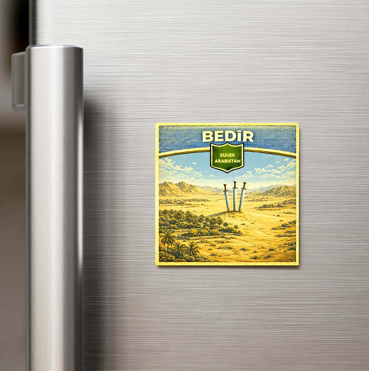 Retro Suudi Arabistan Bedir Şehri Temalı Vintage Buzdolap Magneti