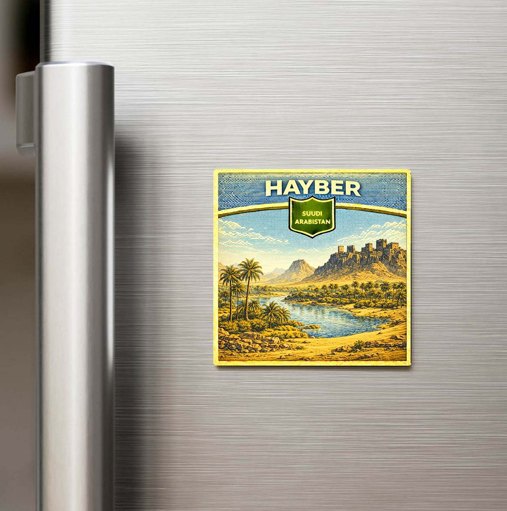Retro Suudi Arabistan Hayber Şehri Temalı Vintage Buzdolap Magneti