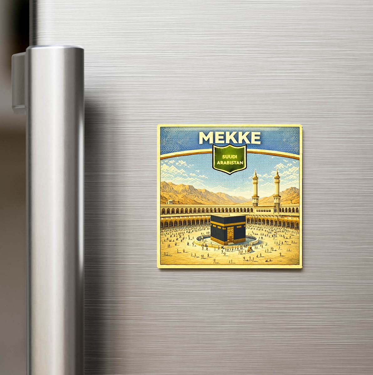 Retro Suudi Arabistan Mekke Şehri Temalı Vintage Buzdolap Magneti