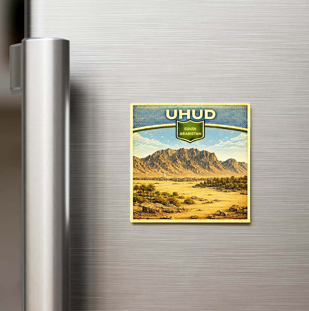 Retro Suudi Arabistan Uhud Şehri Temalı Vintage Buzdolap Magneti