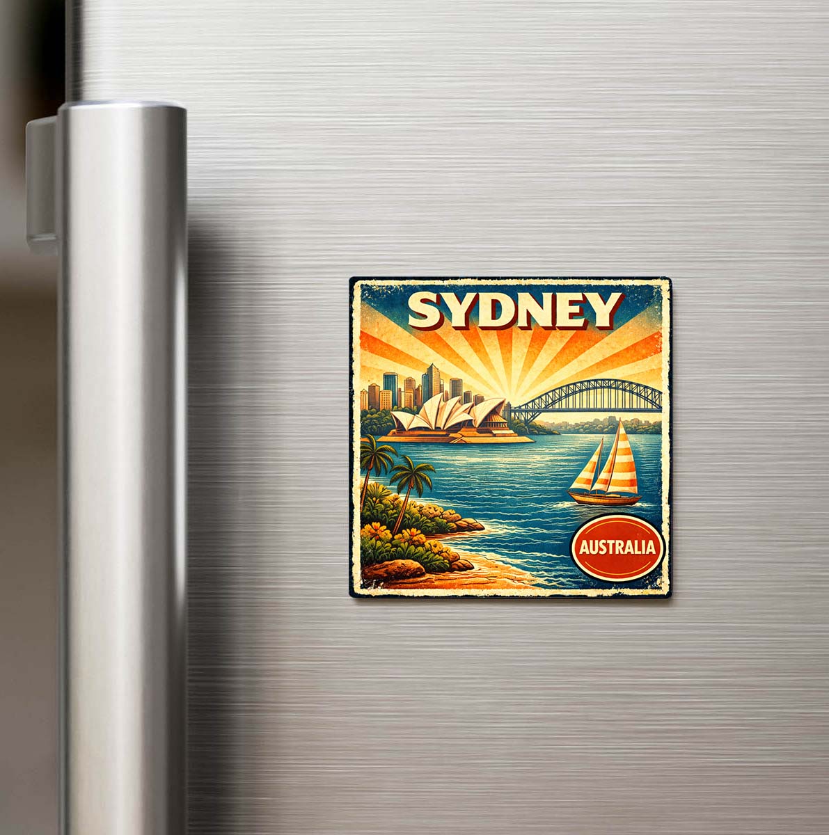 Vintage Sidney Şehri Temalı Buzdolap Magneti