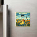 Retro Estonya Tallinn Şehri Temalı Vintage Buzdolap Magneti