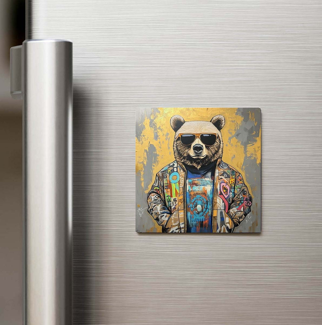 Totem Bear - Totem Ayısı - Güneş Gözlüklü Style - Buzdolap Magneti