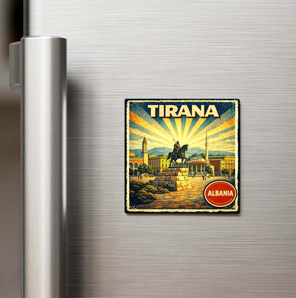 Vintage Tiran Şehri Temalı Buzdolap Magneti