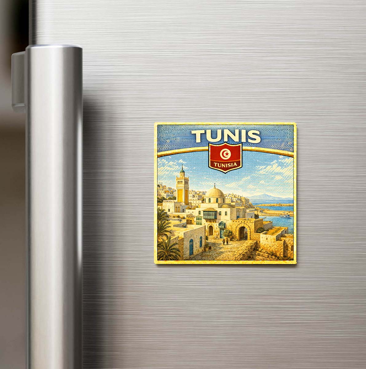 Retro Tunus Tunus Şehri Temalı Vintage Buzdolap Magneti