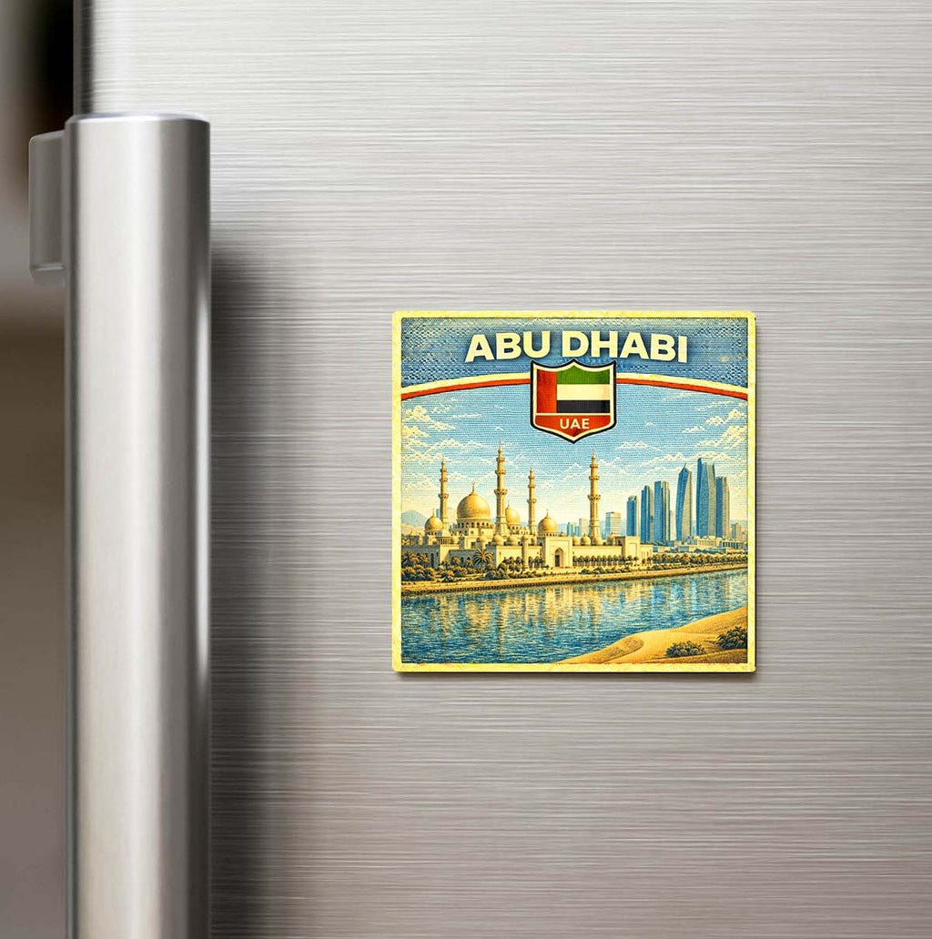 Retro Birleşik Arap Emirlikleri Abu Dabi Şehri Temalı Vintage Buzdolap Magneti