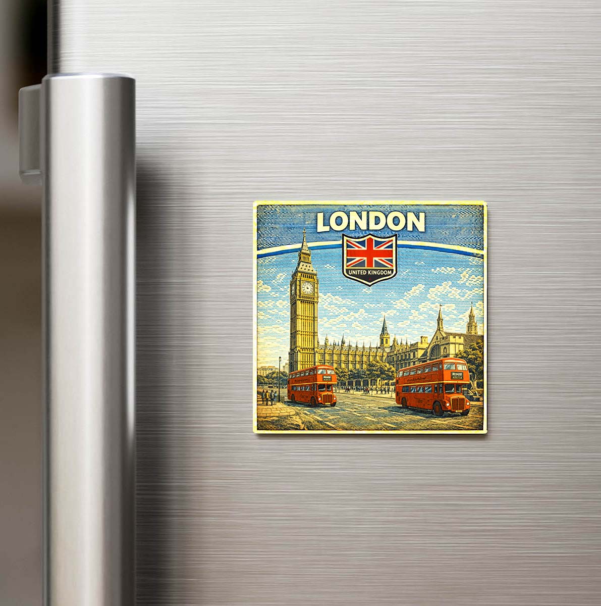 Retro Birleşik Krallık Londra Şehri Temalı Vintage Buzdolap Magneti