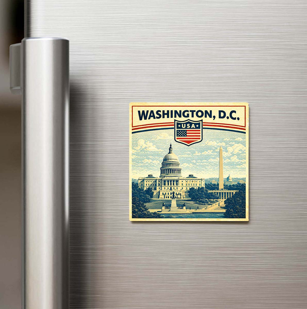 Retro Amerika Birleşik Devletleri Washington Şehri Temalı Vintage Buzdolap Magneti