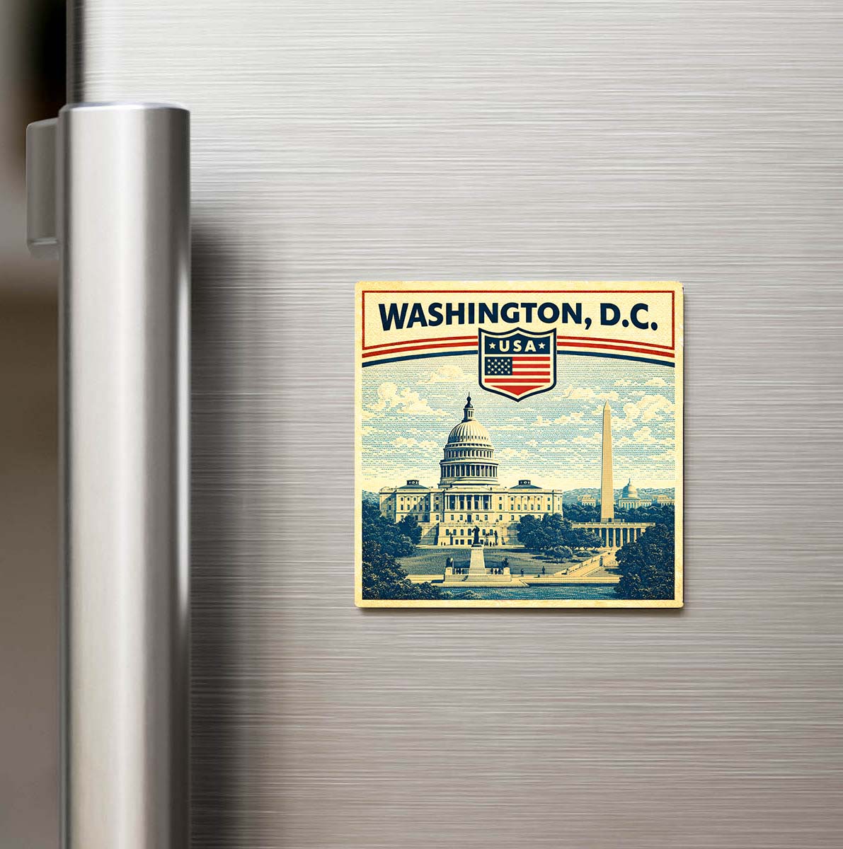 Retro Amerika Birleşik Devletleri Washington Şehri Temalı Vintage Buzdolap Magneti