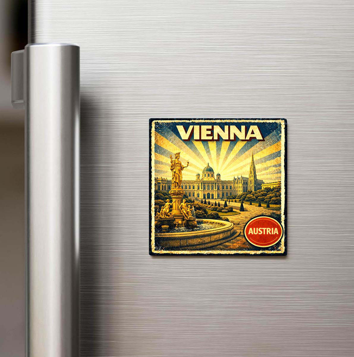 Vintage Viyana Şehri Temalı Buzdolap Magneti