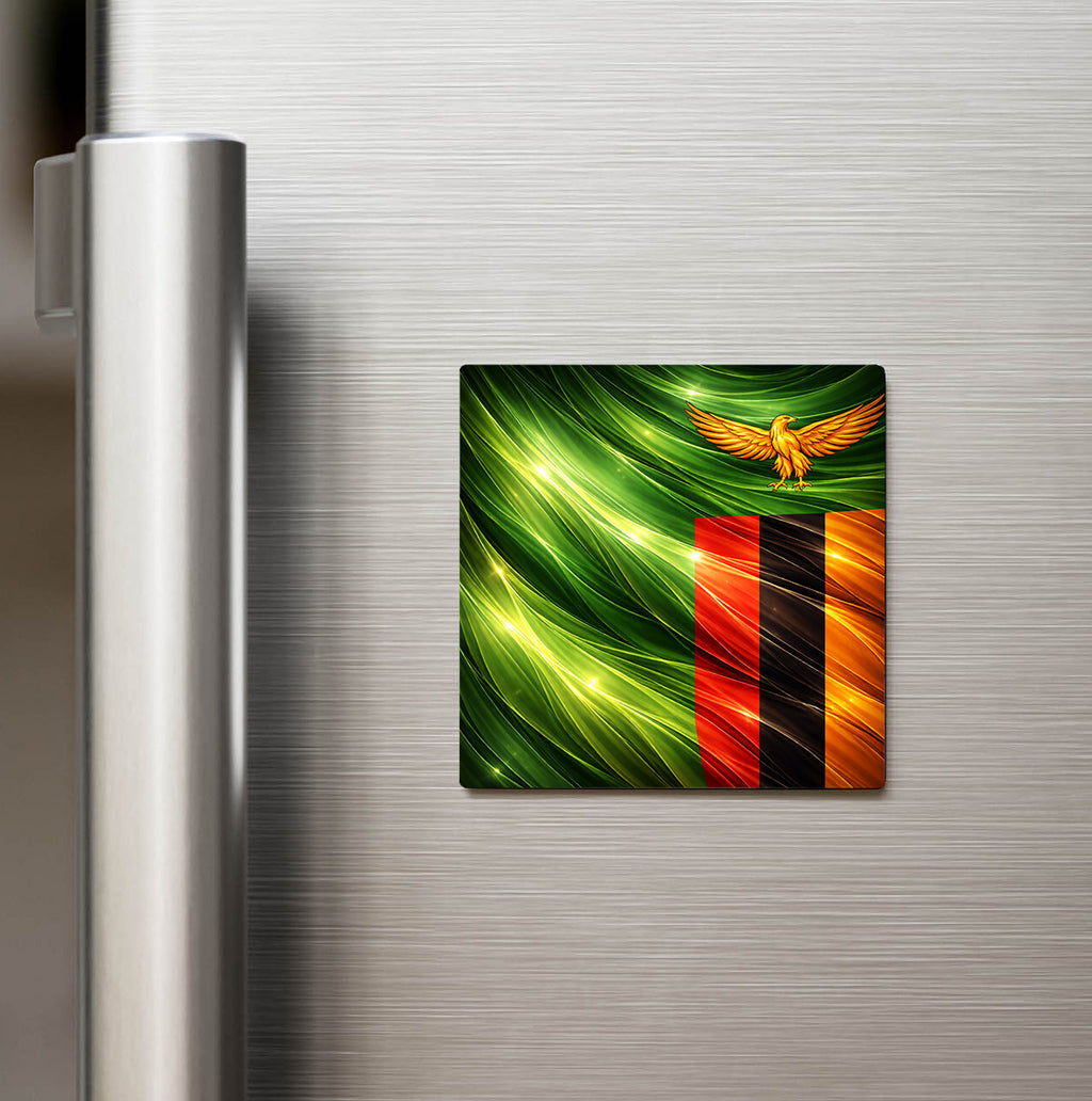 Zambiya – Zambia – Abstract Ülke Bayraklı Buzdolap Magneti