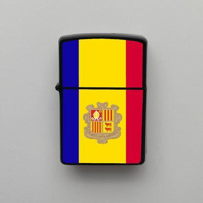 Andorra Bayrağı - Benzinli Siyah Çakmak - Hediyelik