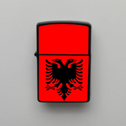 Arnavutluk Albania Bayrağı - Benzinli Siyah Çakmak - Hediyelik