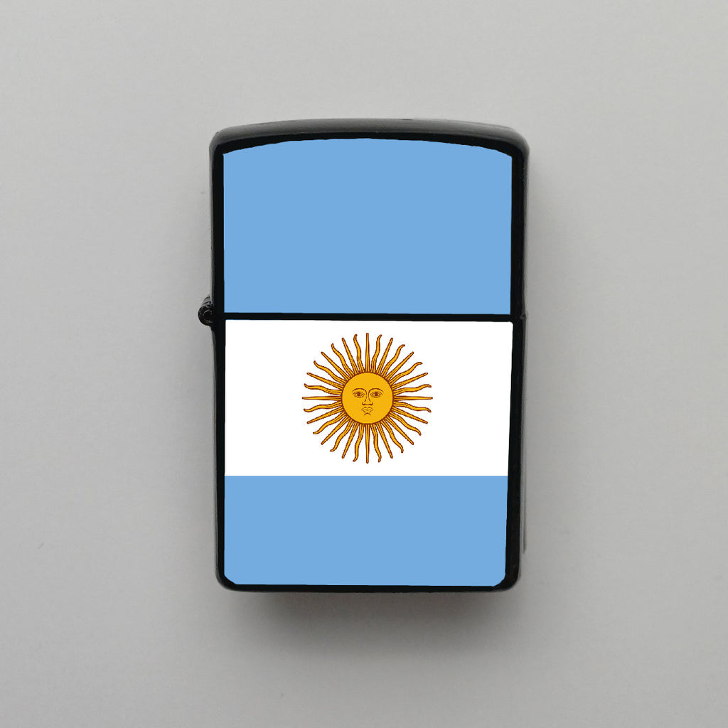 Arjantin Argentina Bayrağı - Benzinli Siyah Çakmak - Hediyelik