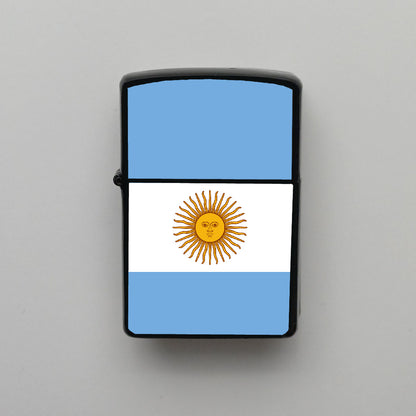 Arjantin Argentina Bayrağı - Benzinli Siyah Çakmak - Hediyelik
