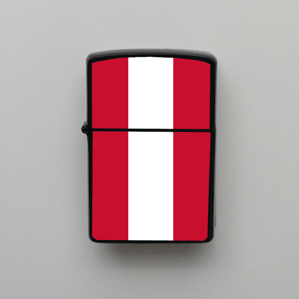 Avusturya Austria Bayrağı - Benzinli Siyah Çakmak - Hediyelik