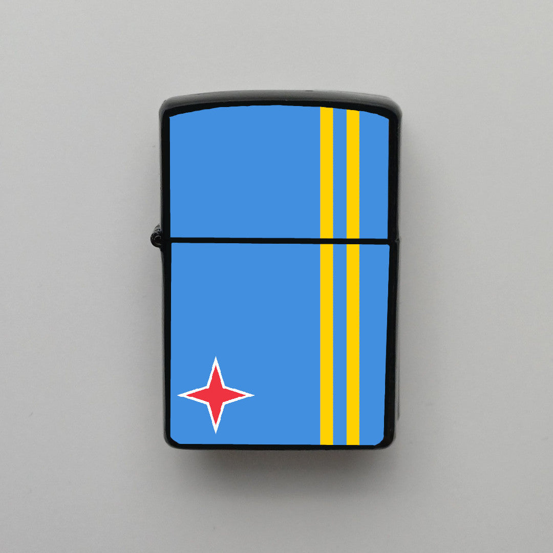 Aruba Bayrağı - Benzinli Siyah Çakmak - Hediyelik