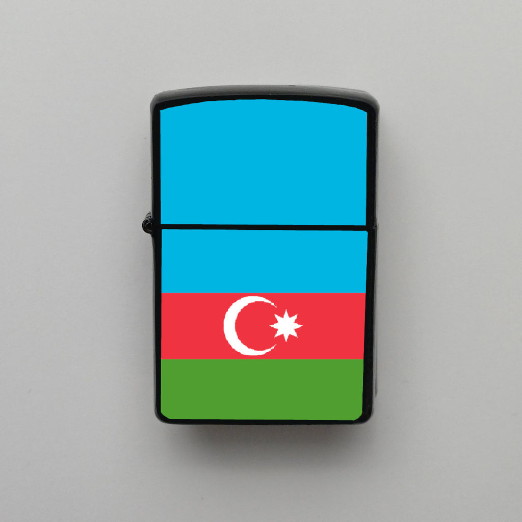 Azerbaycan Bayrağı - Benzinli Siyah Çakmak - Hediyelik