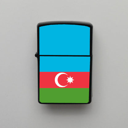 Azerbaycan Bayrağı - Benzinli Siyah Çakmak - Hediyelik