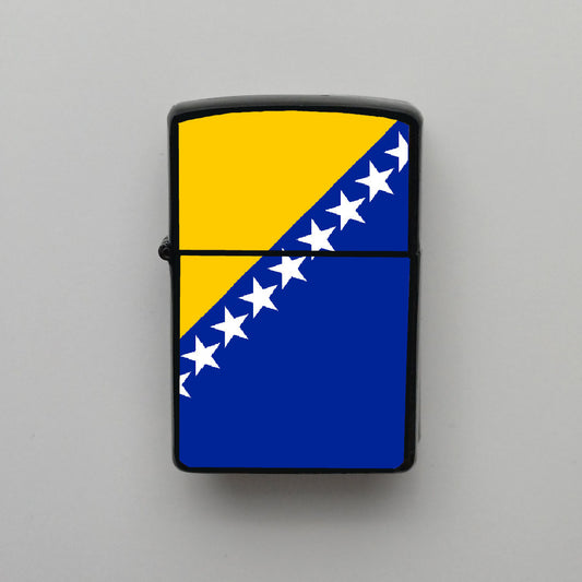 Bosna-Hersek Bayrağı - Benzinli Siyah Çakmak - Hediyelik