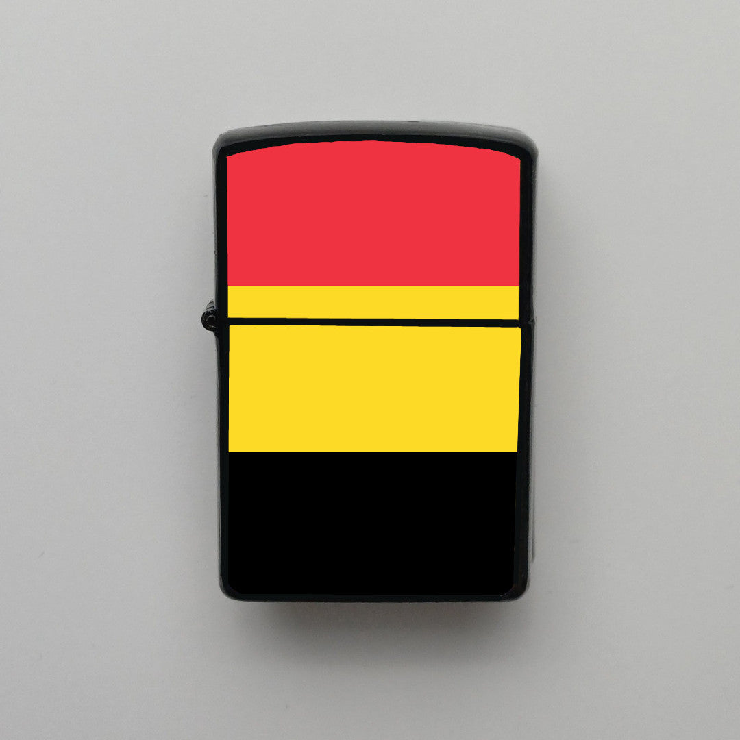 Belçika Belgium Bayrağı - Benzinli Siyah Çakmak - Hediyelik