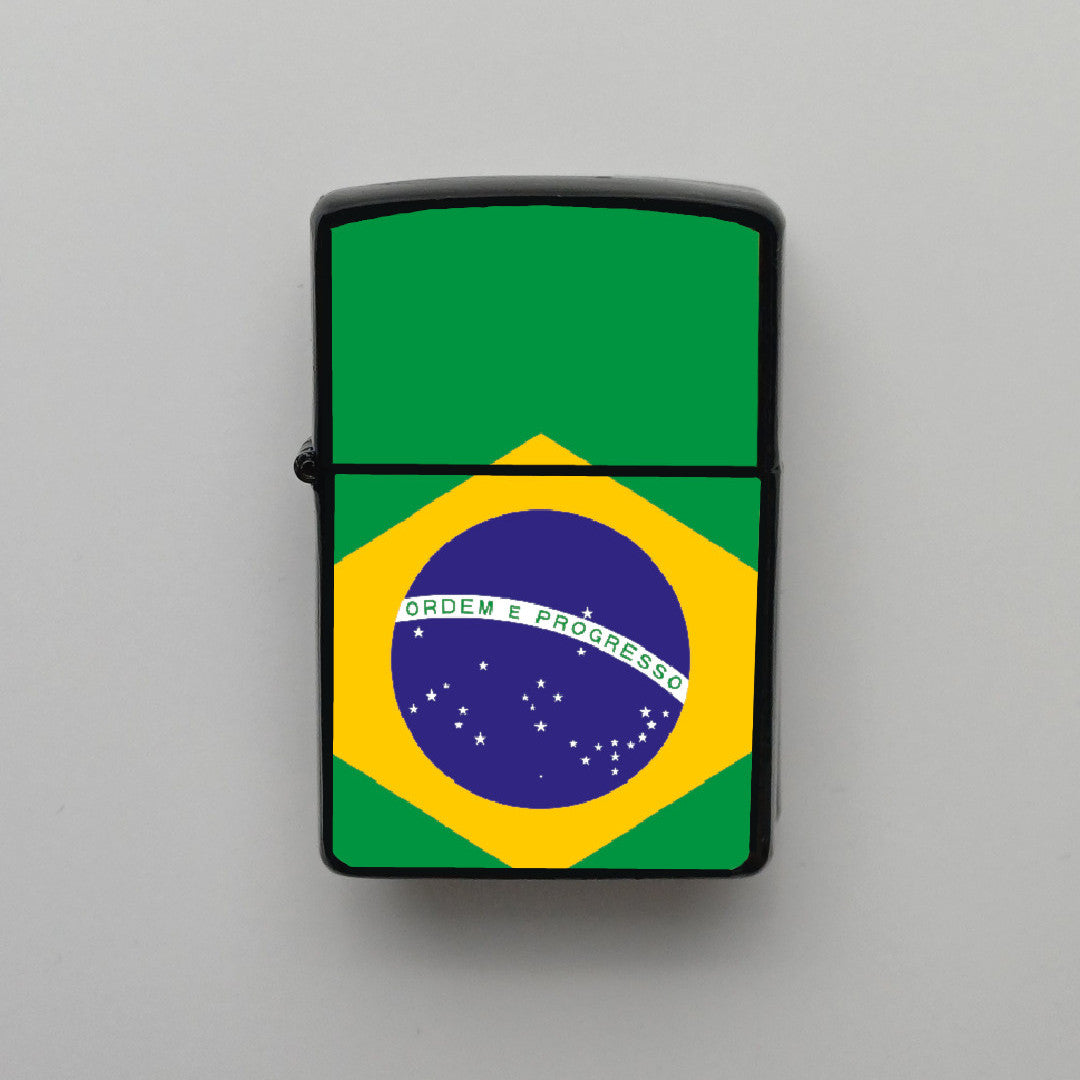 Brezilya Brazil Bayrağı - Benzinli Siyah Çakmak - Hediyelik