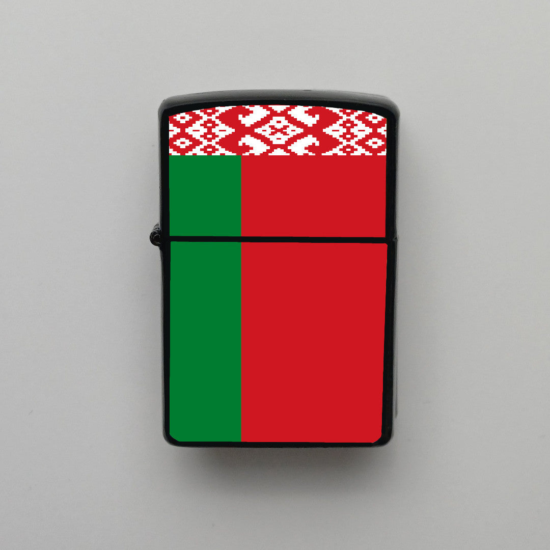 Belarus / Beyaz Rusya Bayrağı - Benzinli Siyah Çakmak - Hediyelik