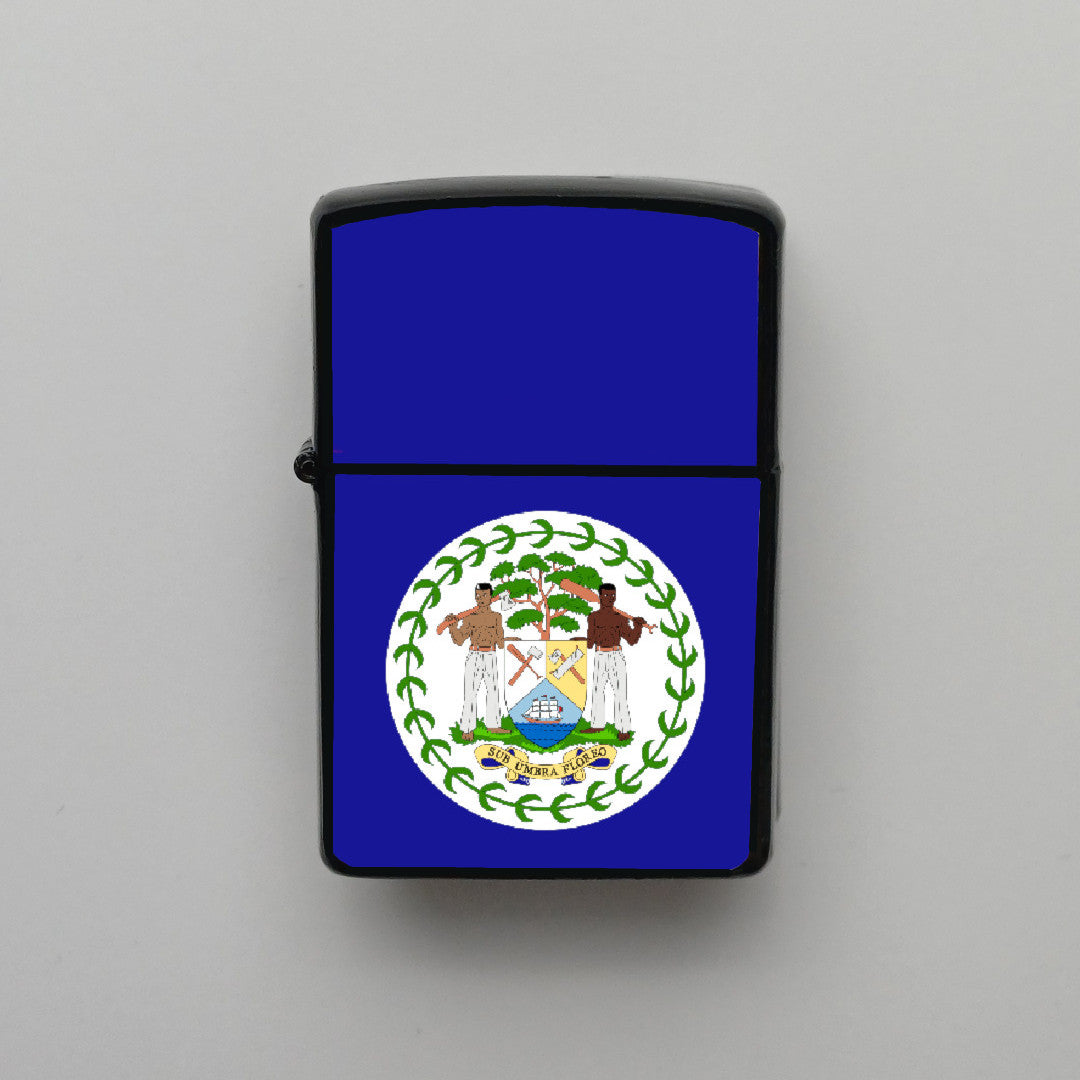 Belize Bayrağı - Benzinli Siyah Çakmak - Hediyelik