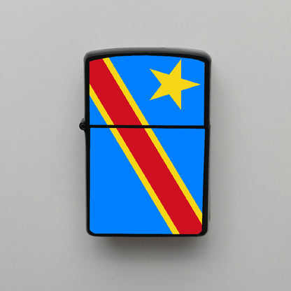 Kongo Demokratik Cumhuriyeti Bayrağı - Benzinli Siyah Çakmak - Hediyelik