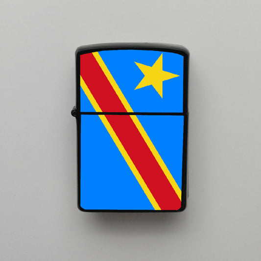 Kongo Demokratik Cumhuriyeti Bayrağı - Benzinli Siyah Çakmak - Hediyelik