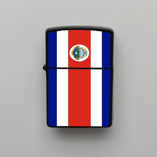 Kosta Rika Bayrağı - Benzinli Siyah Çakmak - Hediyelik