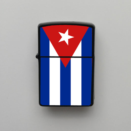 Küba Cuba Bayrağı - Benzinli Siyah Çakmak - Hediyelik