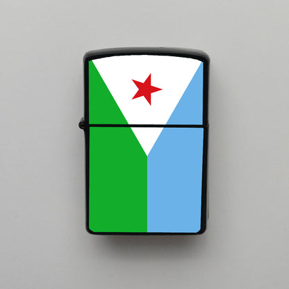 Cibuti Djibouti Bayrağı - Benzinli Siyah Çakmak - Hediyelik