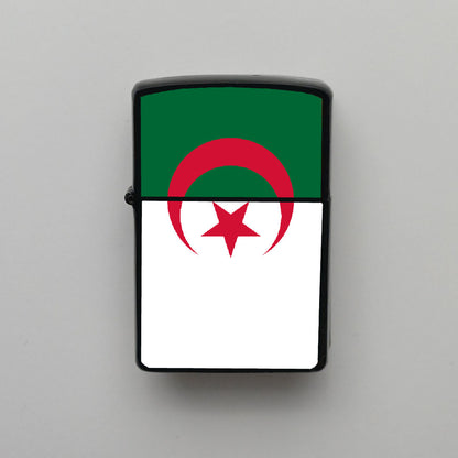 Cezayir Algeria Bayrağı - Benzinli Siyah Çakmak - Hediyelik