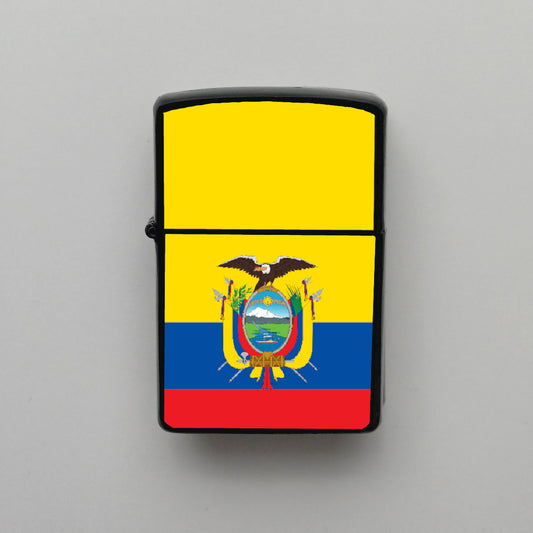 Ekvador Ecuador Bayrağı - Benzinli Siyah Çakmak - Hediyelik
