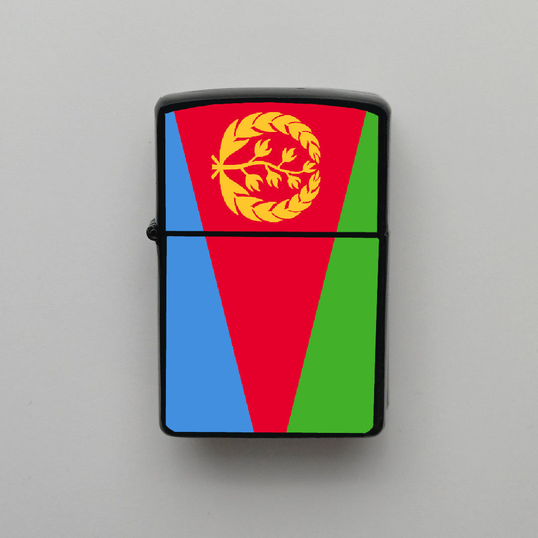 Eritre Eritrea Bayrağı - Benzinli Siyah Çakmak - Hediyelik