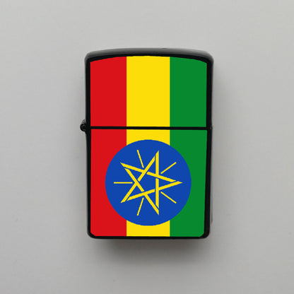 Etiyopya Ethiopia Bayrağı - Benzinli Siyah Çakmak - Hediyelik