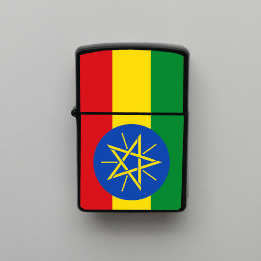 Etiyopya Ethiopia Bayrağı - Benzinli Siyah Çakmak - Hediyelik