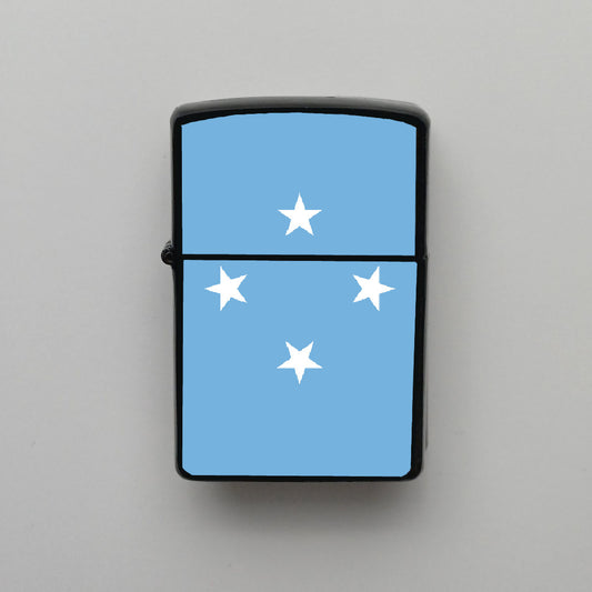 Mikronezya Federasyonu Bayrağı - Benzinli Siyah Çakmak - Hediyelik