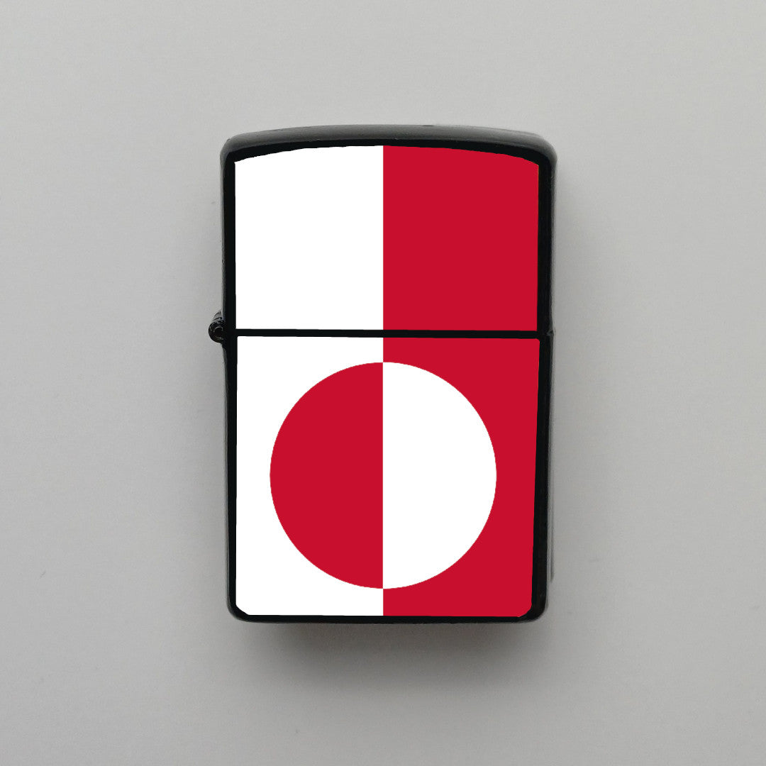 Grönland Greenland Bayrağı - Benzinli Siyah Çakmak - Hediyelik