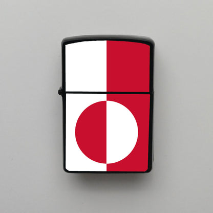 Grönland Greenland Bayrağı - Benzinli Siyah Çakmak - Hediyelik