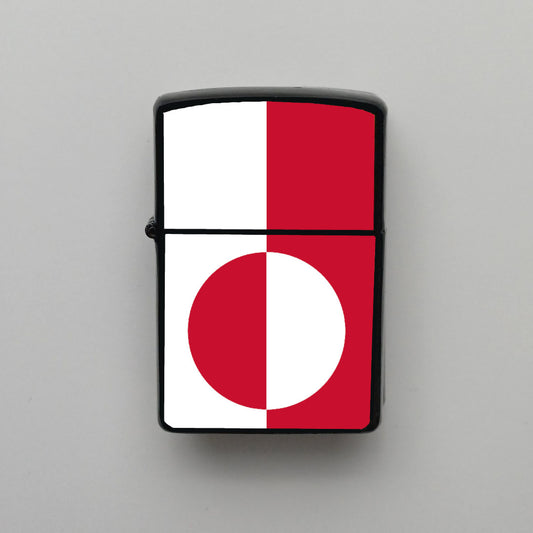 Grönland Greenland Bayrağı - Benzinli Siyah Çakmak - Hediyelik