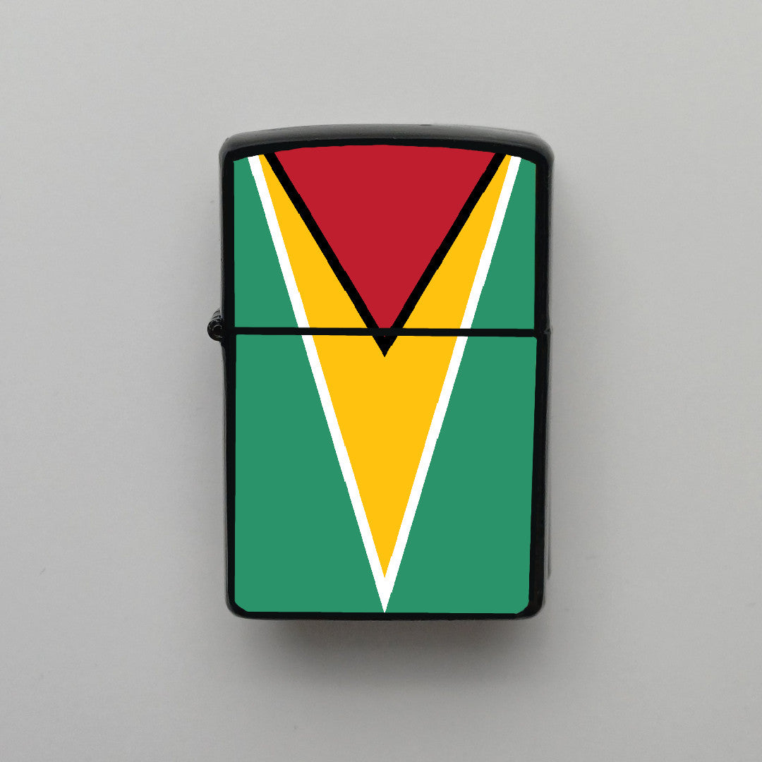 Guyana Bayrağı - Benzinli Siyah Çakmak - Hediyelik