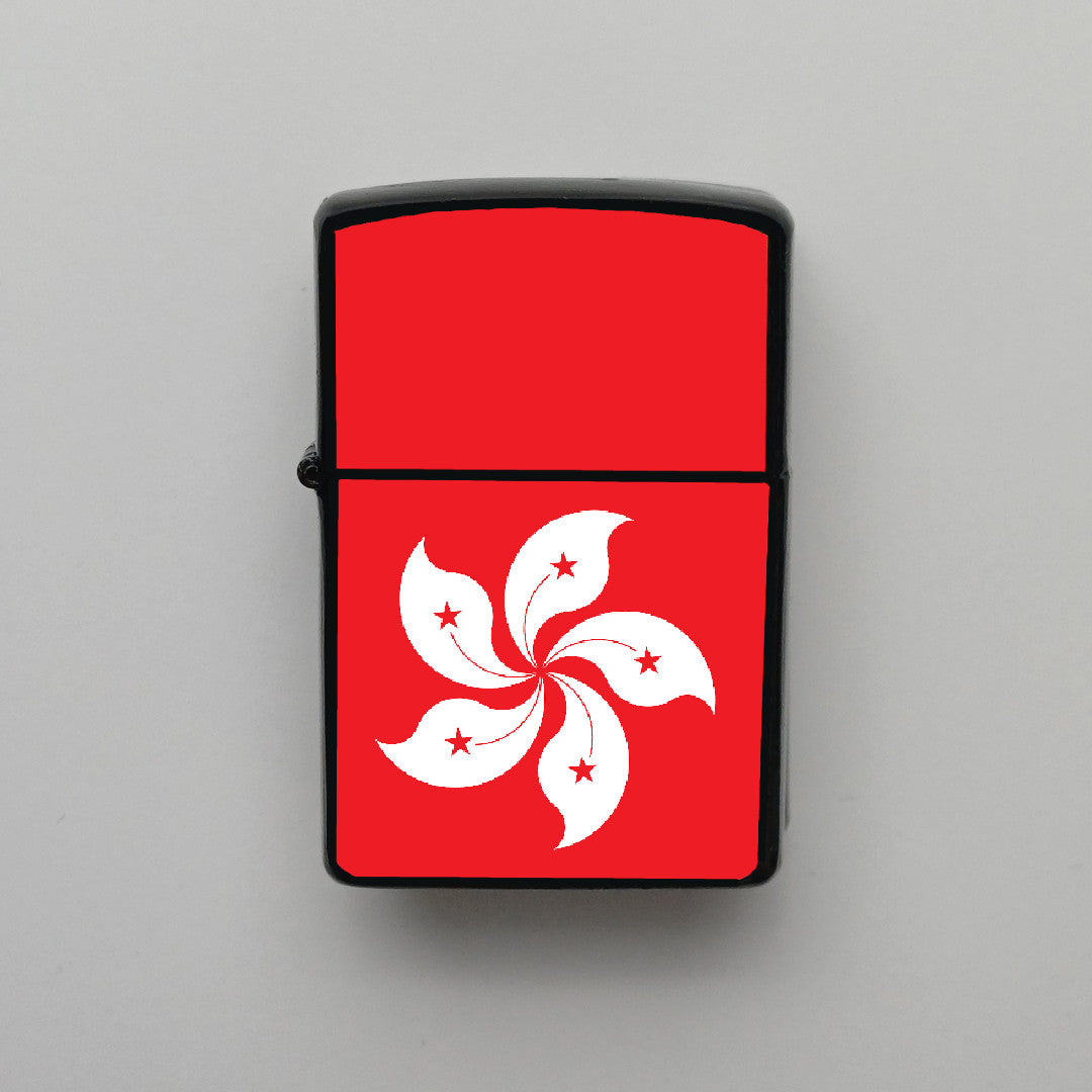 Hong Kong Bayrağı - Benzinli Siyah Çakmak - Hediyelik