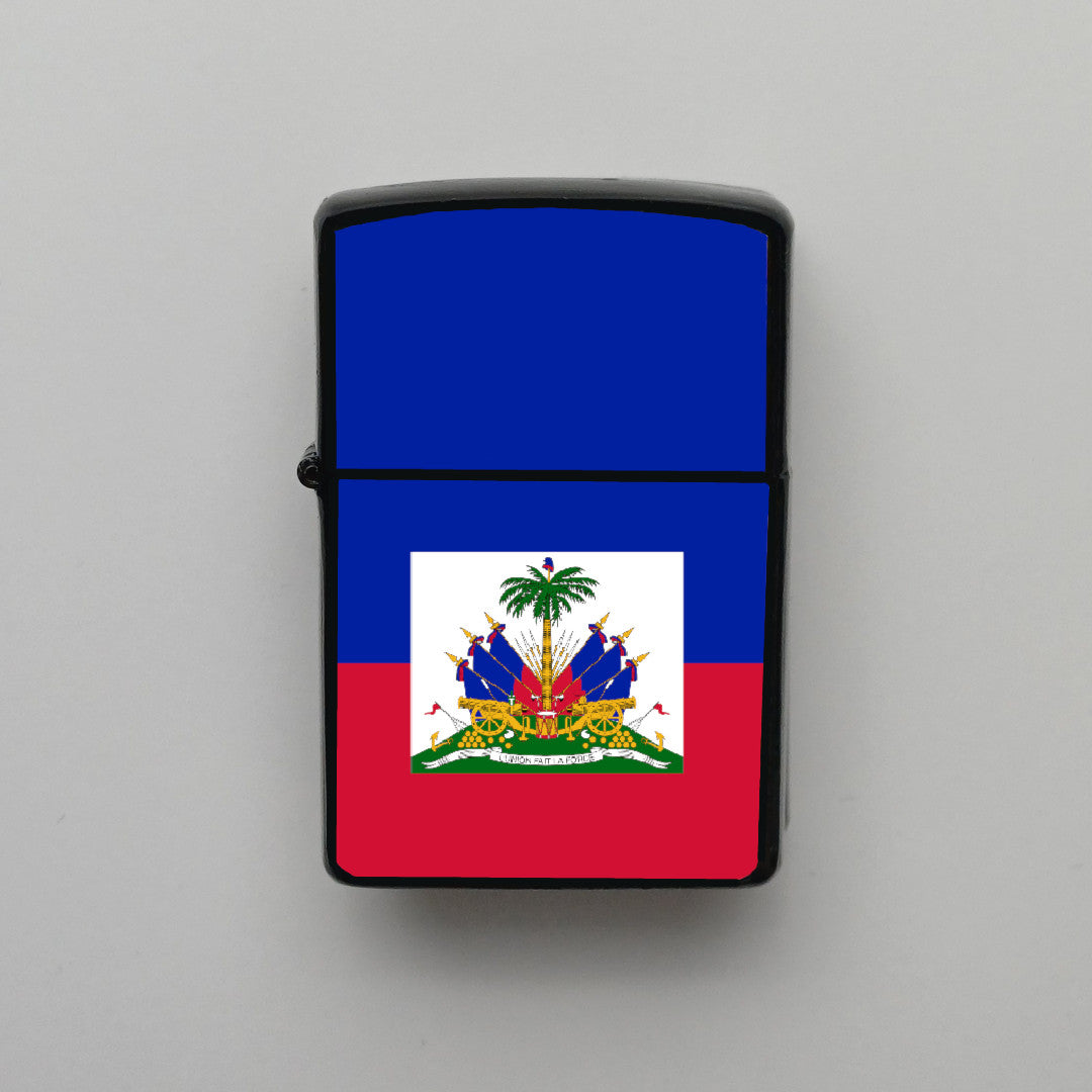 Haiti Bayrağı - Benzinli Siyah Çakmak - Hediyelik