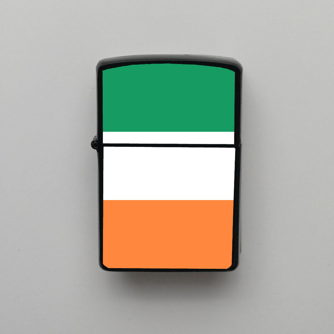 İrlanda Ireland Bayrağı - Benzinli Siyah Çakmak - Hediyelik
